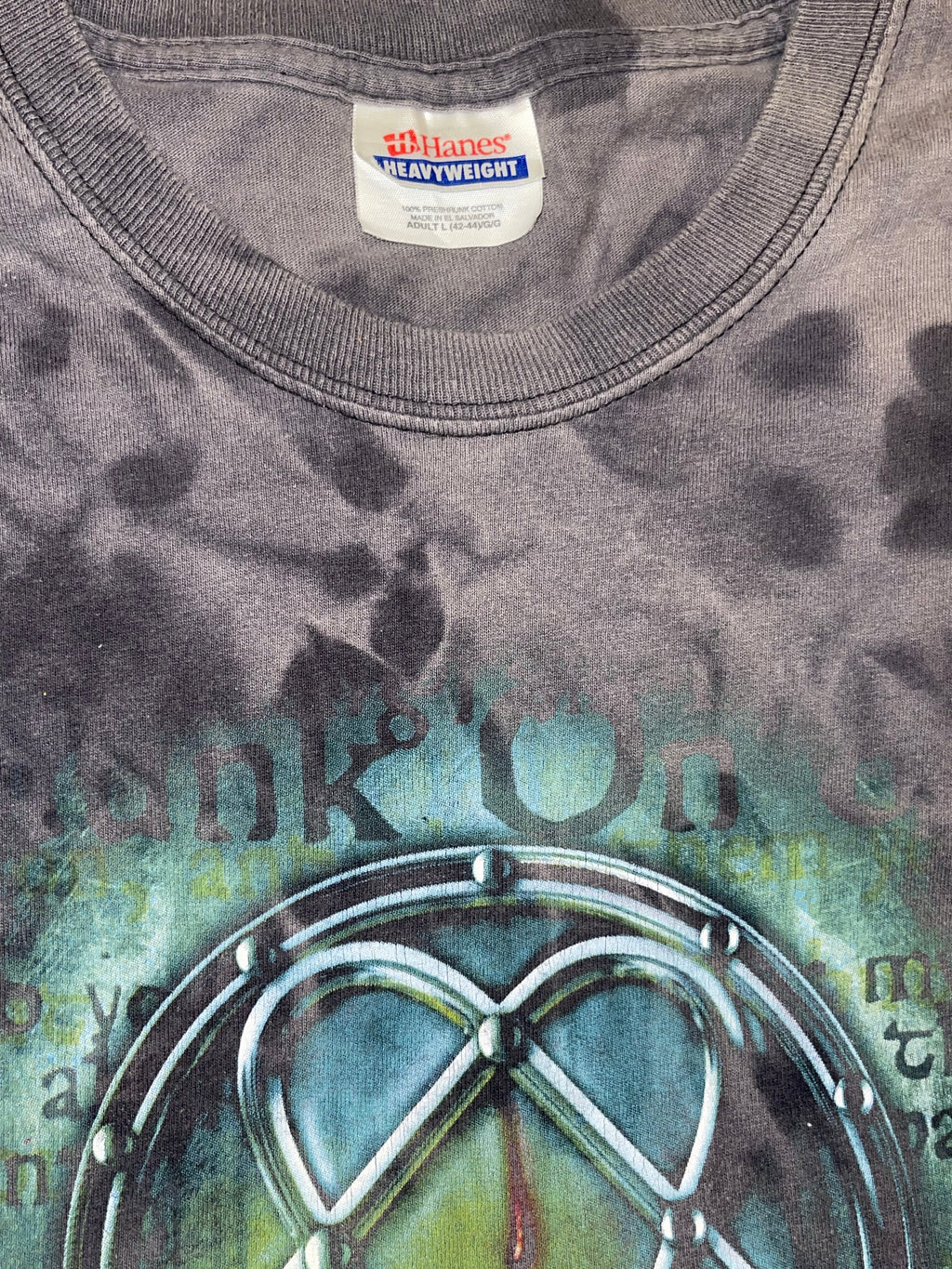 Black Dyed HIM Heartagram Dyed T-Shirt(L)