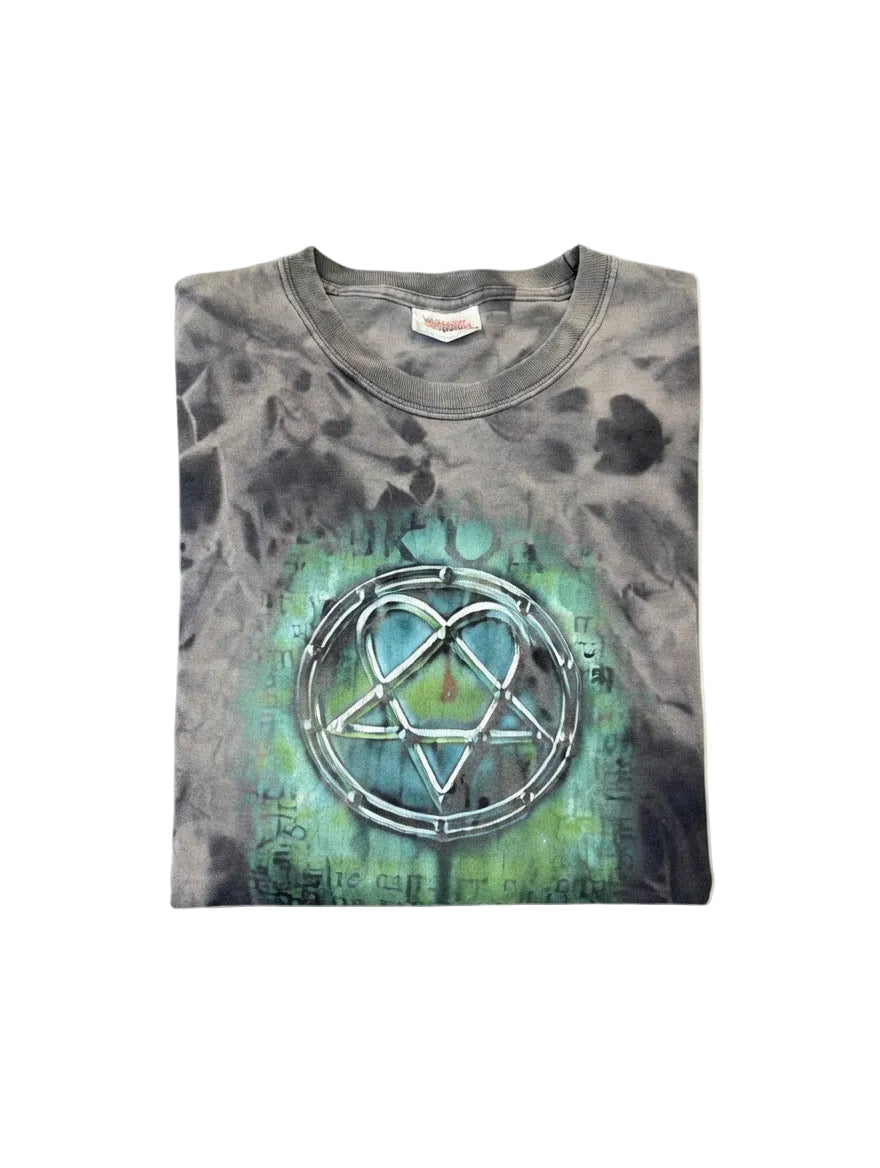Black Dyed HIM Heartagram Dyed T-Shirt(L)